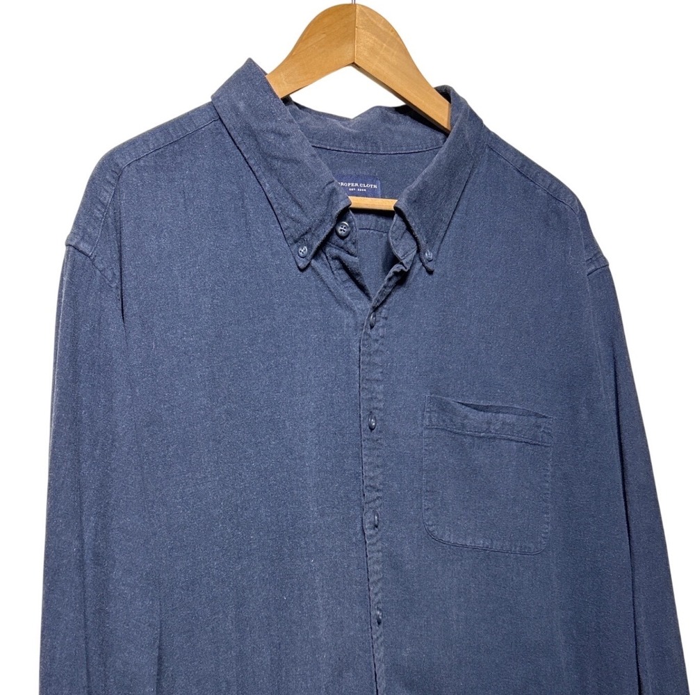 Proper Cloth Button Down Long Sleeve Flannel‎ Slate Blue Men's 29" Wide 32" Long